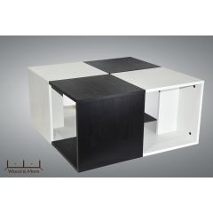 Wood & More Coffee Table 4 Pieces 80*80 cm Light White*Black CT-4P-SQ (BL)