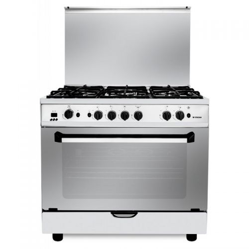 Fresh Gas Cooker 5 Burners 90x60 cm Cast Iron With Fan Stainless PLAZA90CAST-2653