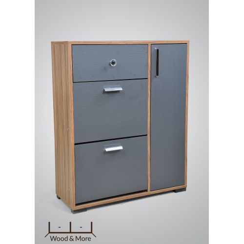 Wood & More Small Shoe Cabinet 3 Doors and 1 Locker 80*30 cm Hazel SC-1LC-S H