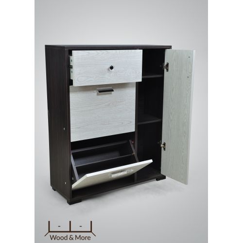 Wood & More Small Shoe Cabinet 3 Doors and 1 Locker 80*30 cm Brown SC-1LC-S