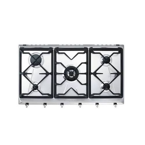 SMEG Built In Hob 5 Burners 90 cm Gas Cast Iron Safety Stainless Steel SRV596GM