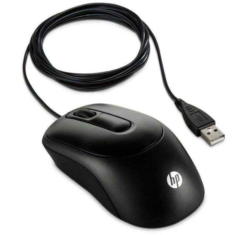 hp optical mouse wired black mo719