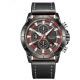 NAVIFORCE Leather Round Analog Chronograph Watch for Men Black AF8007 B-GY-B