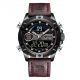 NAVIFORCE Leather Round Analog Digital Watch for Men Dark Brown NF 9146L B-P-P