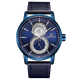 NAVIFORCE Leather Round Analog Watch for Men Blue NF3005 BE-BE-BE