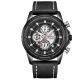 NAVIFORCE Leather Round Analog Watch for Men Chronograph BLlack AF8004 B-W-B