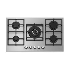 HANS Gas Built-In Hob 5 Burner 90 cm Glass Covered By Inox Cast Iron Full Safety HANS 9131‐05