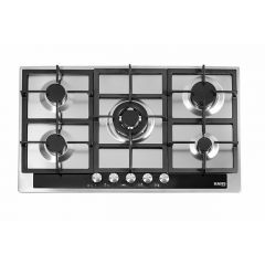 HANS Gas Built-In Hob 5 Burner 90 cm stainless steel Glass Control Panel Cast Iron Full Safety HANS 9740-24