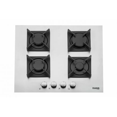 HANS Gas Built-In Hob 4 Burner 60 cm Glass Covered By Inox Cast Iron Full Safety HANS 6111-23