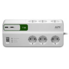 APC Essential SurgeArrest 6 outlets with 5V 2.4A 2 port USB charger 230V PM6U-GR