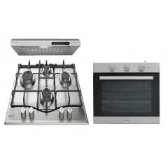 Ariston Built-In Gas Hob 60cm and Electric Oven 60cm With Grill and Hood 60cm 165m³/h PCN 642 IX/A