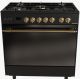 FRESH Gas Cooker 5 Burners 90x60 cm Safety Stainless Black*Gold hydraulic glass HAMMAR 90-10665