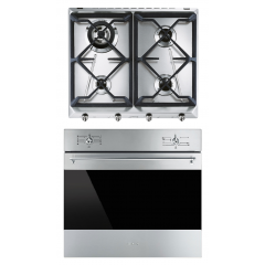 SMEG Gas Hob 60 cm 4 Burner Cast Iron with Built-In Gas Oven with Gas Grill SRV564GH-SF 6341 GGX