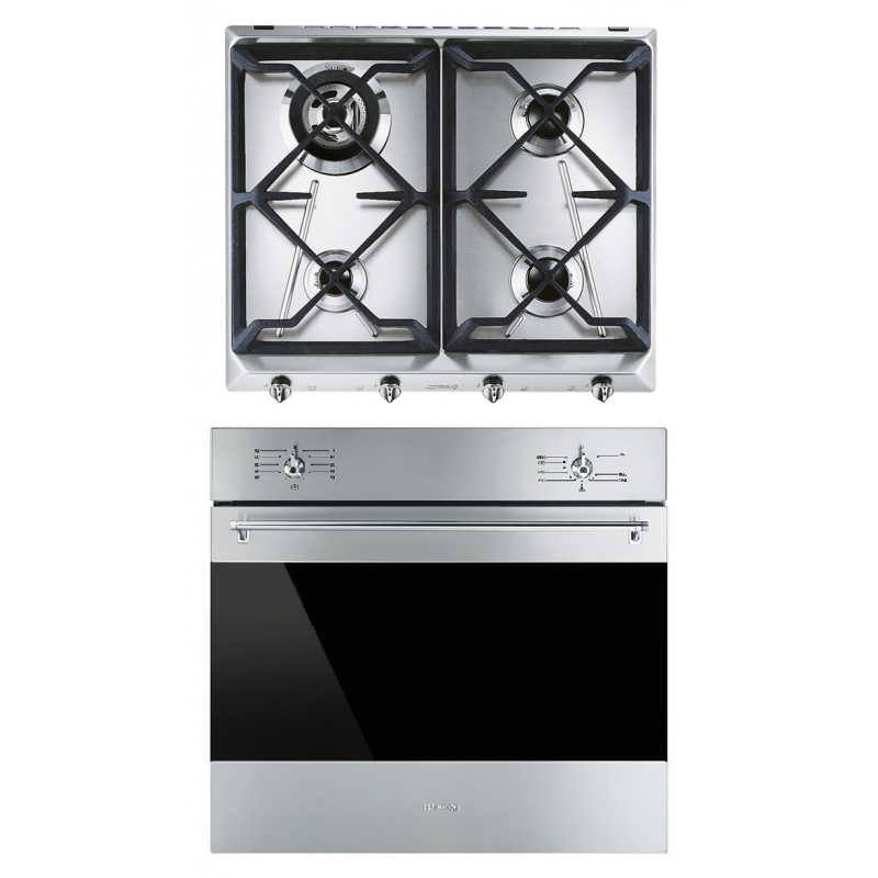 SMEG Gas Hob 60 cm 4 Burner Cast Iron Built-In Gas Oven with Gas