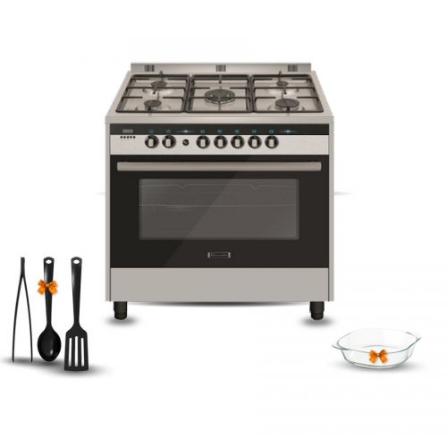 Ecomatic Cooker 90x60 cm 5 Burners Cast Iron Safety Stainless FS9504PRO-LED