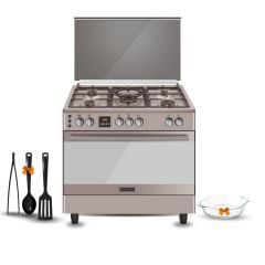 Ecomatic Cooker 90x60 cm 5 Burners Cast Iron Safety Digital Stainless FS9304MDC