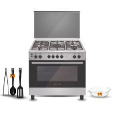 Ecomatic Cooker 90x60 cm 5 Burners Cast Iron Safety Stainless FS9104M