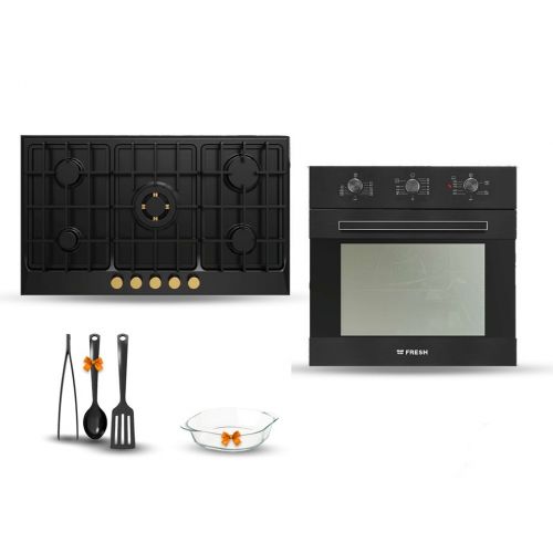 FRESH Gas Built-In Hob 5 Burner 90 cm with Built-In Gas Oven Grill Electricity 60 cm F-9848+F-9636