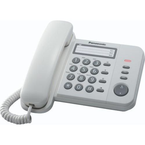 باناسونيك هاتف سلكي مزودة بخاصية اعادة الطلب و التحكم في الصوت لون أبيض KX-TS520WH