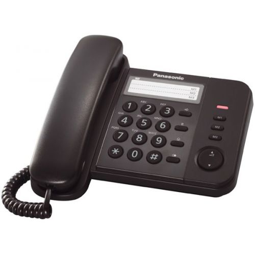 باناسونيك هاتف سلكي مزودة بخاصية اعادة الطلب و التحكم في الصوت لون أسود KX-TS520BK