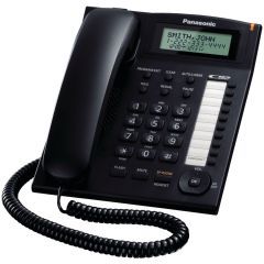 باناسونيك هاتف سلكي بشاشة مزودة بخاصية اعادة وإظهار الطلب مكبر صوت والتحكم في الصوت لون أسود KX-TS880B