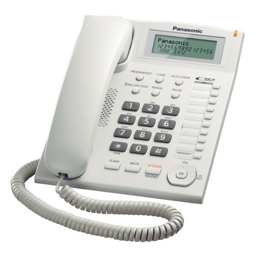 باناسونيك هاتف سلكي بشاشة مزودة بخاصية اعادة وإظهار الطلب مكبر صوت و التحكم في الصوت لون أبيض KX-TS880WH