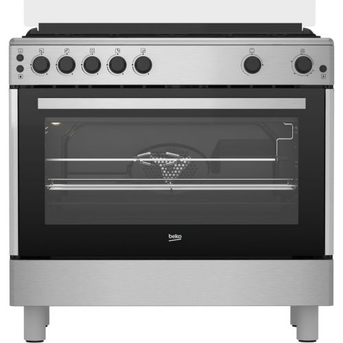Beko Gas Cooker 90 cm 5 Burners 4 Gas + 1 Wok Safety Stainless GGR15112DX