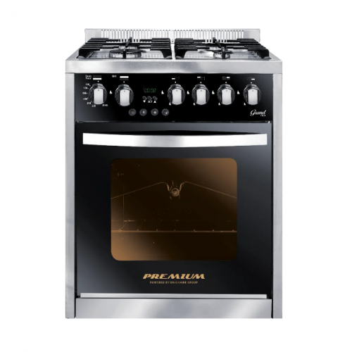 Premium Grand Chef Gas Cooker 4 Burners Stainless Steel*Black PRM6060SS-1GC-511-IDSP-GO