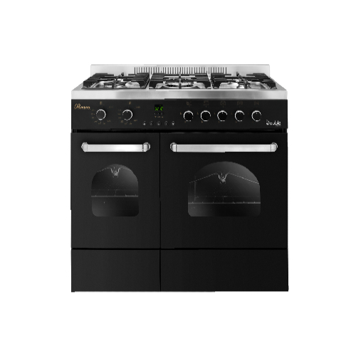 Premium Double Chef Gas Cooker 5 60*90 2 Horizontal Oven Burners Stainless Steel*Black PRM6090SB-1BC-511-IDSP-DH