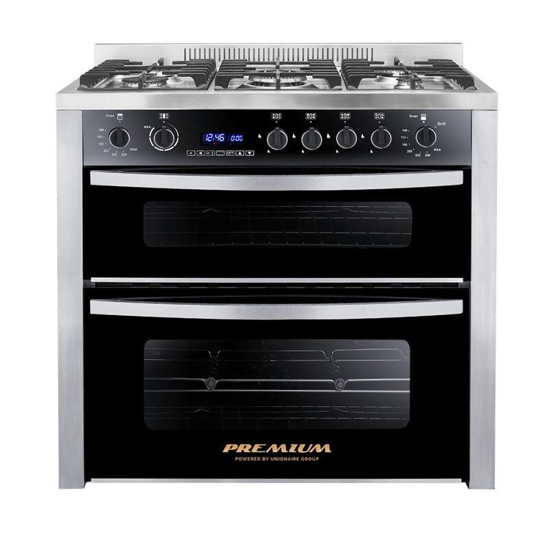 البرد علم الاجتماع قصاب  Premium Double Chef Gas Cooker 5 Burners 60*90 cm 2 Vertical Ovens  PRM6090SS-1GC-511-IDSP-DV