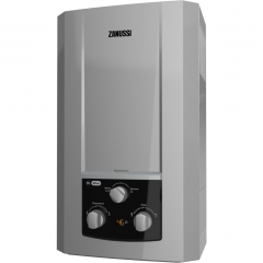 Zanussi Gas Water Heater Electric Delta Digital 10 Liter Chimney with Built in Adapter Silver ZNGWDG10FLSL