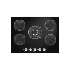 Ecomatic Built-In Crystal Hob 70 cm 5 Gas Burners Cast Iron Full Safety Black S707RC