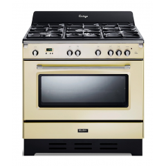 Elba Cooker 5 Burners Cast Iron Full Safety Triple Burner With Cooling Fan Digital Screen Cream Color 9DVAC888ICK