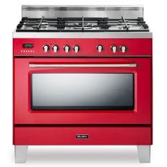 Elba Cooker 5 Burners Cast Iron Full Safety Triple Burner With Cooling Fan Digital Screen Red Color 9SVXRR888ICK
