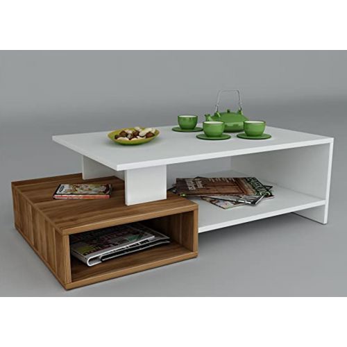 Domani Table High Quality MDF Wood 100*50*45 cm White*Brown C010