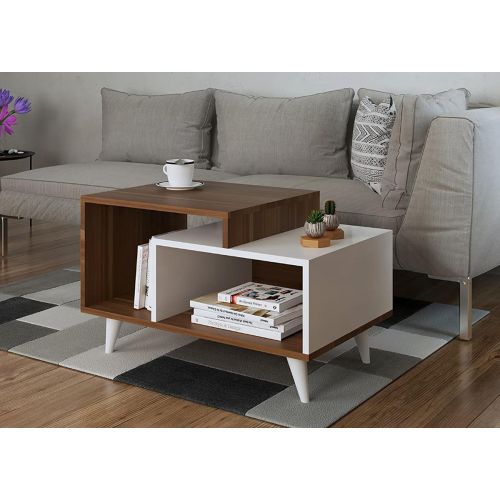 Domani Table High Quality MDF Wood 100*50*50 cm White*Brown C012