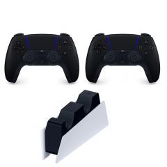 Sony Dual Sense Wireless Controller for PS5 Set 2 Pieces and Dual Sense Charging Station CFI-ZCT1W BK
