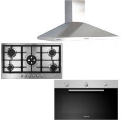 HOOVER Built-In Oven Gas 90 cm and Gas Hob 90cm and Hood Pyramids 90 cm 330 m3/H HGG93