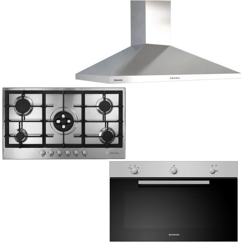 HOOVER Built-In Oven Gas 90 cm and Gas Hob 90cm and Hood Pyramids 90 cm 330 m3/H HGG93
