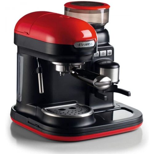 Ariete Moderna Espresso Coffee Maker with Integrated Coffee Grinder 15 Bar Red*Black A-1318
