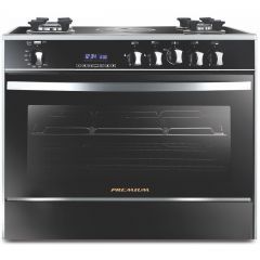 Premium Gas And Electric Cooker 5 Burners Safety Stainless Steel*Black PRM6090GS-AC-383-IDSH-S-F-2W