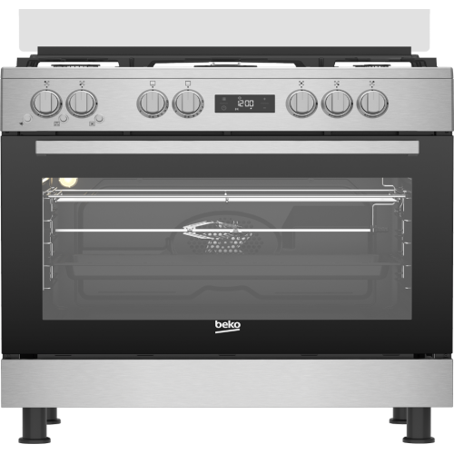 Beko Gas Cooker 90 cm 5 Burners 4 Gas + 1 Wok Full Safety Digital Stainless GGR15325FXNS