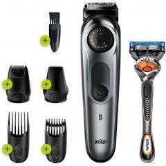 Braun Beard Trimmer With Precision dial 4 Attachments Wet & Dry and Gillette Fusion5 ProGlide Razor BT-7220