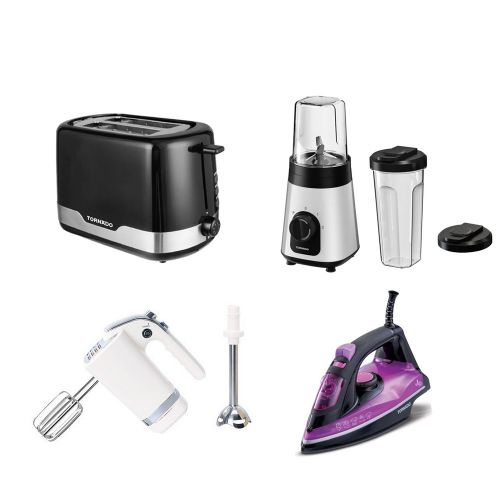 Tornado Hand Mixer 400 W and Personal Blender 320 W and Steam Iron 2100 W and Toaster 850 W HM-400S