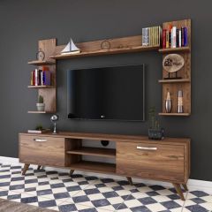 DOMANI TV Unit 180*30*50 cm with 6 PVC Legs and 2 Hinged Sashes T077
