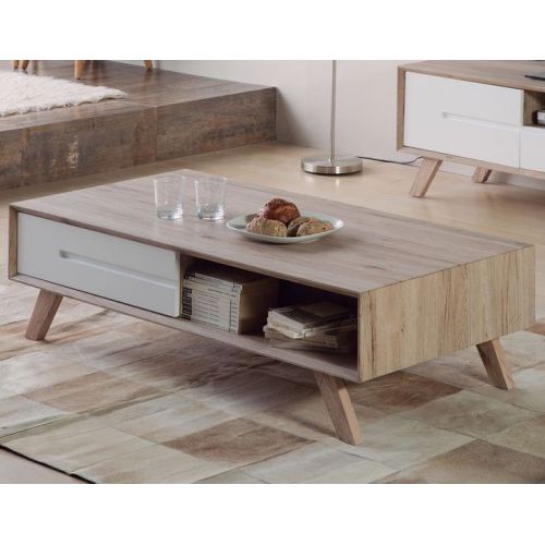 Domani Coffee Table High Quality MDF Wood With 1 Drawer 100*50*50 cm Beige C014