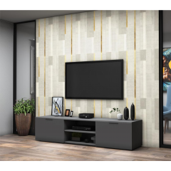 DOMANI TV Unit is Made of Imported High Quality MDF Wood With 2 Flaps Black 160*35*40 cm T0109