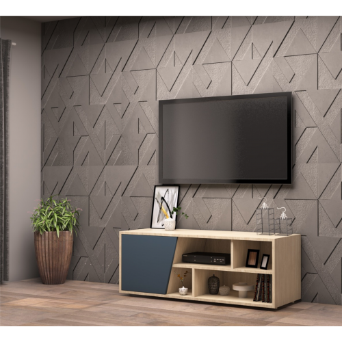 DOMANI TV Unit is Made of Imported High Quality MDF Wood With 1 Hinged Leaf 120*40*40 cm Beige*Black T0106