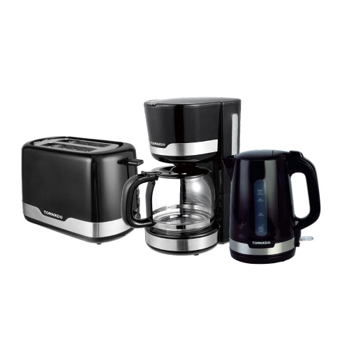 TORNADO Black Set Toaster American Coffee Maker and Kettle TSET-TKCM-B