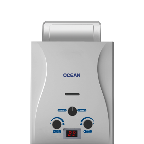 Ocean Gas Water Heater 6 Liters Digital Without A Chimney With Adapter Full Safety Silver OCEGWH6NGDS